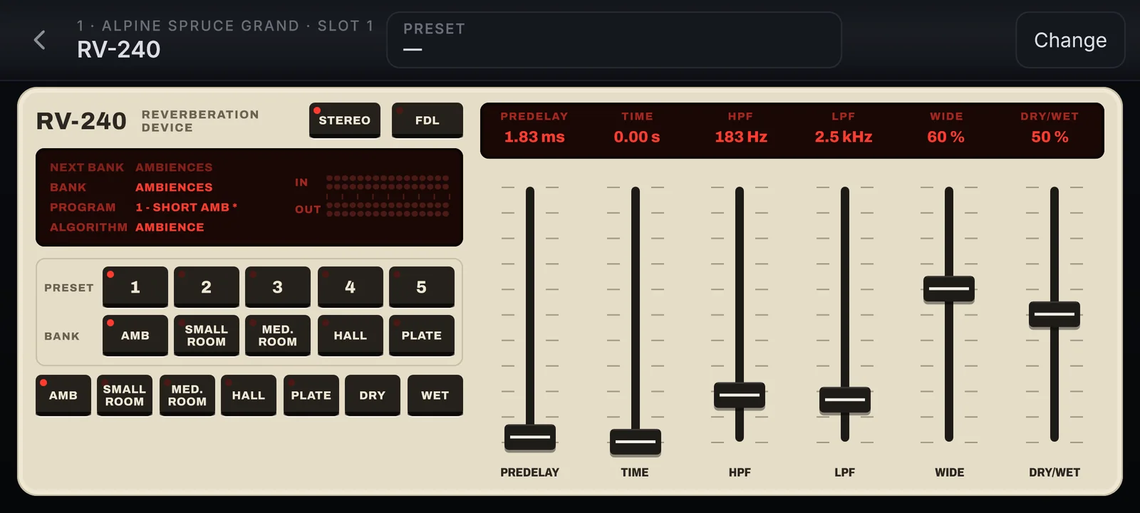 RV-240 · Reverb de estúdio
